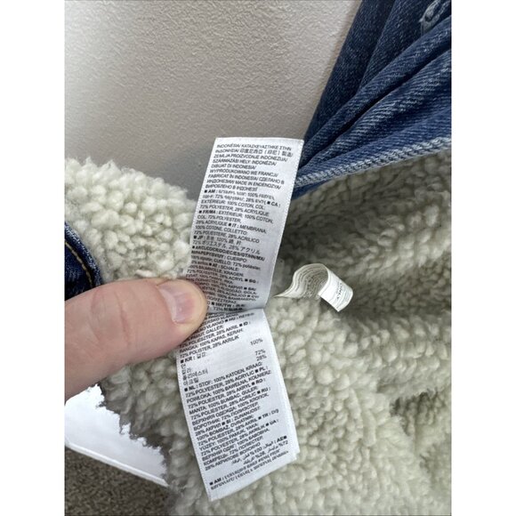 Gap Men XS Oversized Icon Sherpa Lined Denim Jean Jacket Classic Blue - Picture 10 of 10